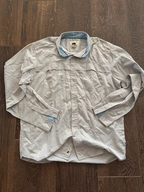 Men's Lightweight Shirt Jacket in Light Gray with Contrast Trim